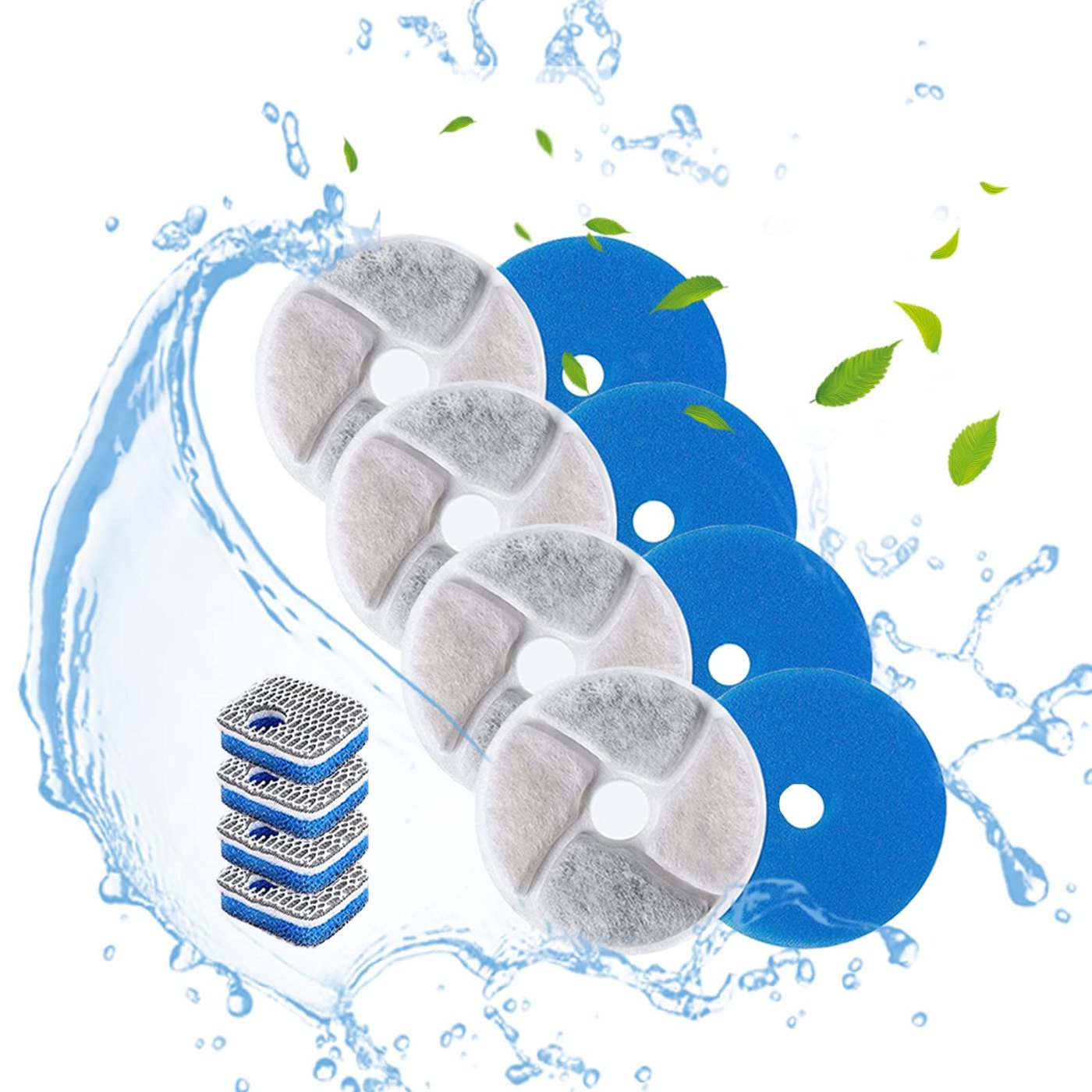 SORON Round 4.13 in Cat Fountain Filters, 4-Pack Set